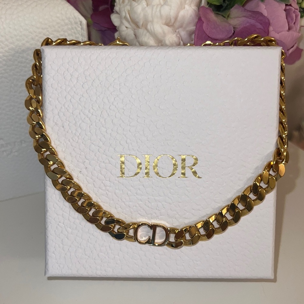 Christian Dior Metal choker Necklace Gold
